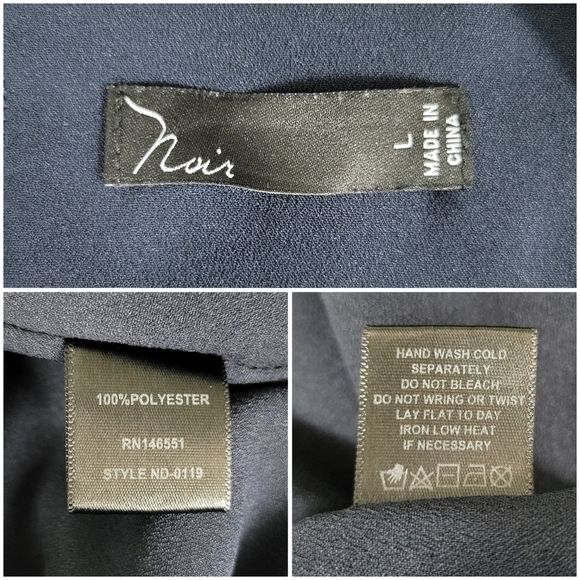 Noir Blue Floral Flutter Sleeve High Low V-Neck Shift Dress Women's Size L - Picture 5 of 6